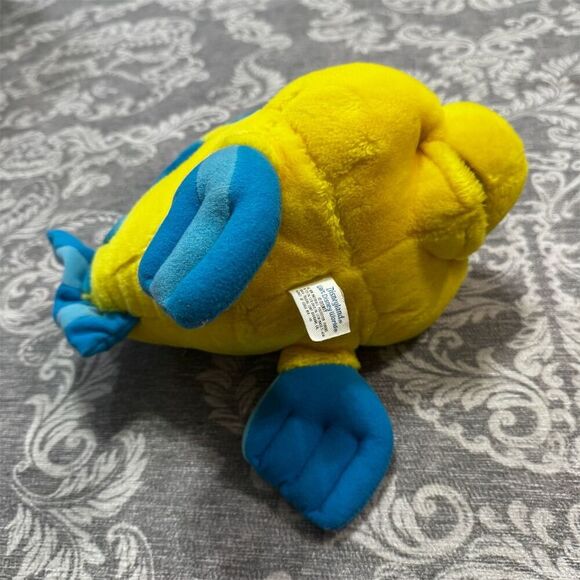 Vintage Disney Little Mermaid Flounder Plush Stuffed Animal Small - Picture 5 of 8